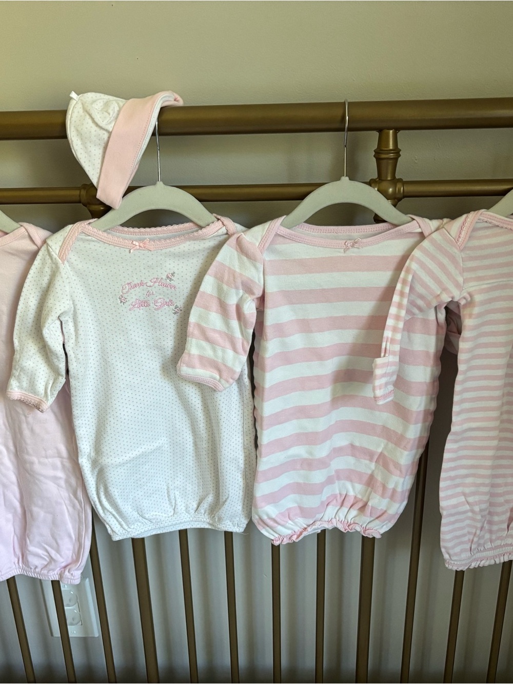 Classic Pink & White Striped Baby Pajama Gowns 0-3 months